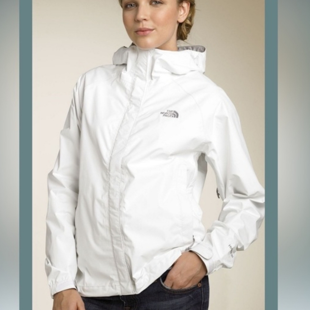 The North Face White Hyvent Waterproof Hiking Coat Rain Jacket - Picture 4 of 16